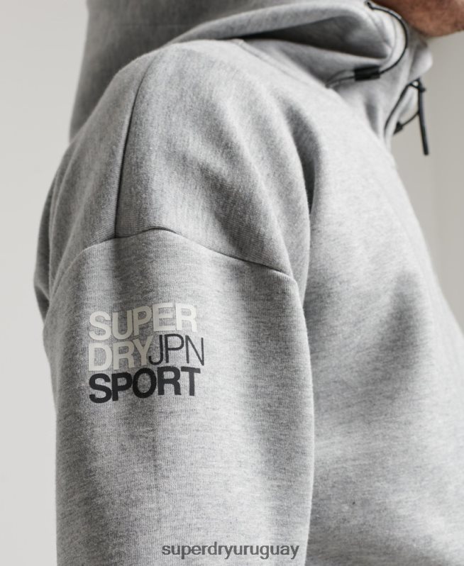 uy Superdry hombres sudadera con cremallera gymtech gris DT2N8Z677 ropa