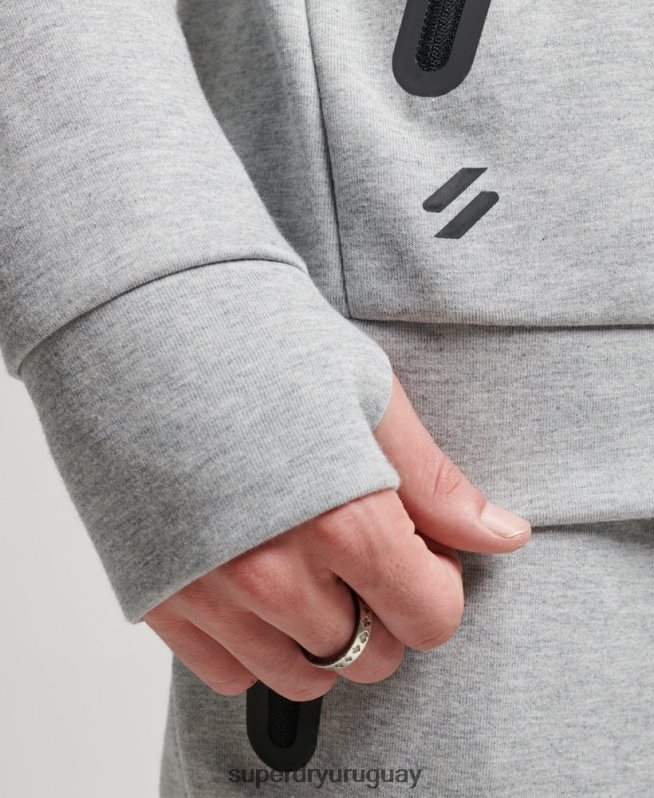 uy Superdry hombres sudadera con cremallera gymtech gris DT2N8Z677 ropa