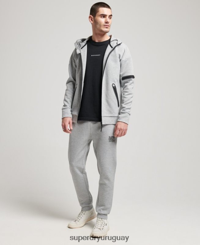 uy Superdry hombres sudadera con cremallera gymtech gris DT2N8Z677 ropa