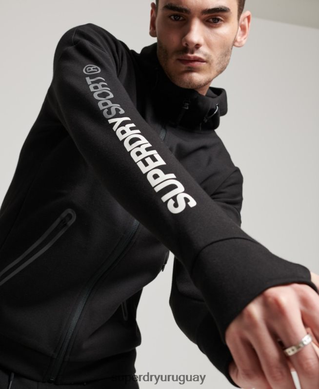uy Superdry hombres sudadera con cremallera gymtech negro DT2N8Z562 ropa