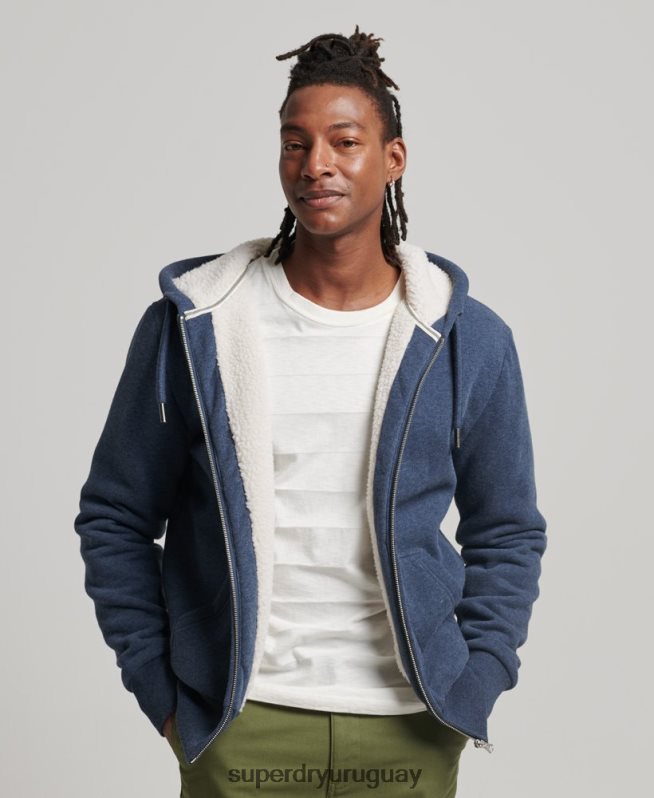 uy Superdry hombres sudadera con cremallera y forro de borreguito esencial Armada DT2N8Z499 ropa