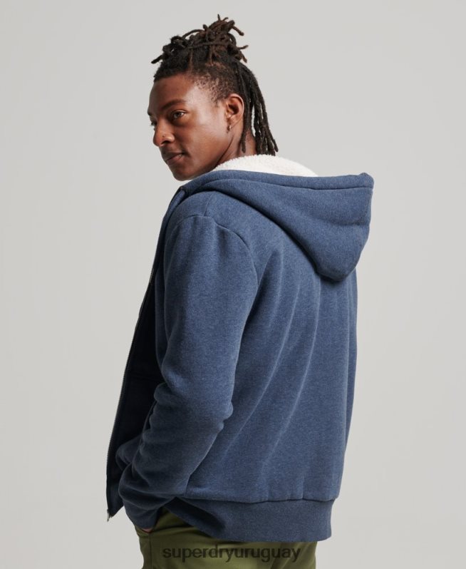 uy Superdry hombres sudadera con cremallera y forro de borreguito esencial Armada DT2N8Z499 ropa