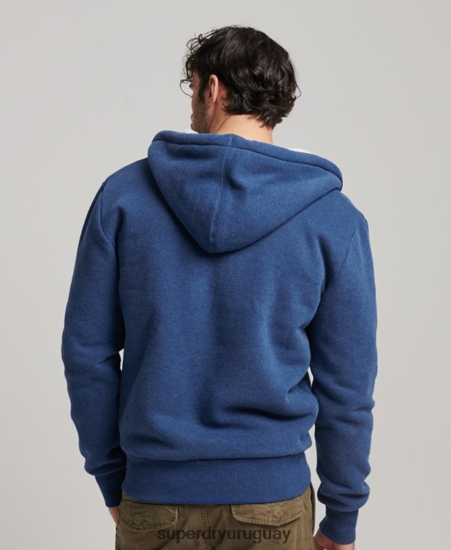 uy Superdry hombres sudadera con cremallera y forro de borreguito esencial azul DT2N8Z5110 ropa