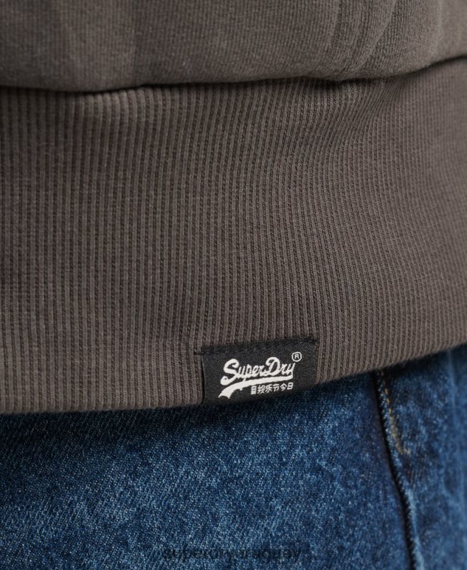 uy Superdry hombres sudadera con cremallera y forro de borreguito esencial gris oscuro DT2N8Z618 ropa