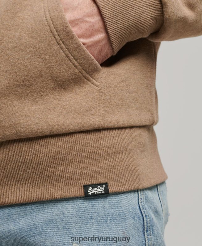 uy Superdry hombres sudadera con cremallera y forro de borreguito esencial marrón DT2N8Z538 ropa