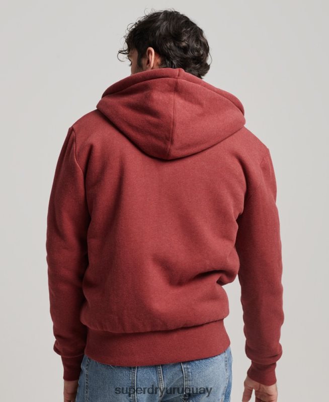 uy Superdry hombres sudadera con cremallera y forro de borreguito esencial rojo DT2N8Z4992 ropa