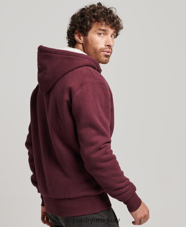 uy Superdry hombres sudadera con cremallera y forro de borreguito esencial rojo DT2N8Z5032 ropa