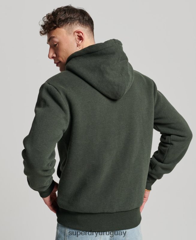 uy Superdry hombres sudadera con cremallera y forro de borreguito esencial verde DT2N8Z5204 ropa