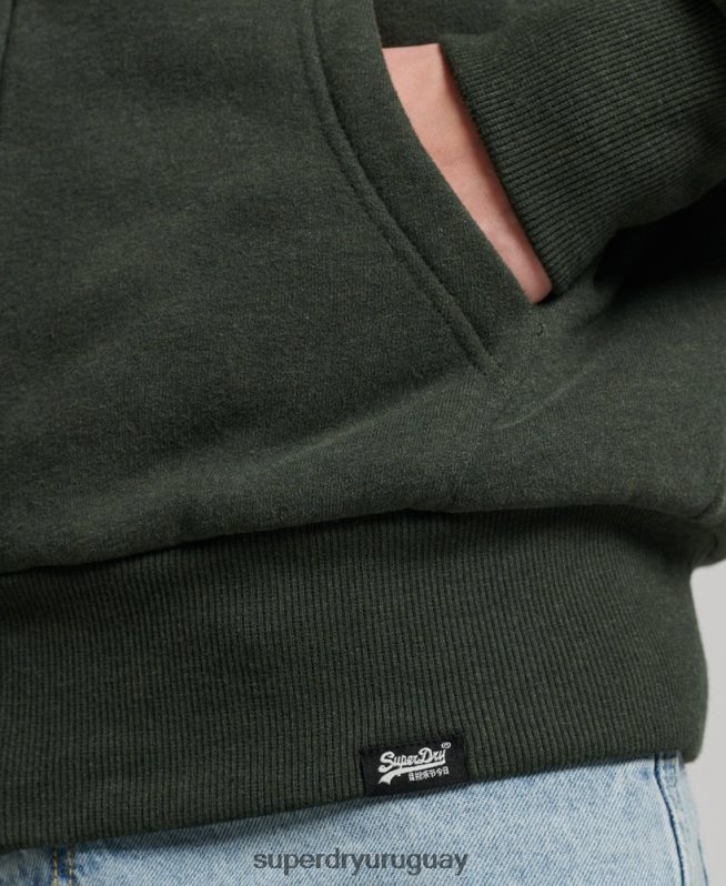 uy Superdry hombres sudadera con cremallera y forro de borreguito esencial verde DT2N8Z5204 ropa