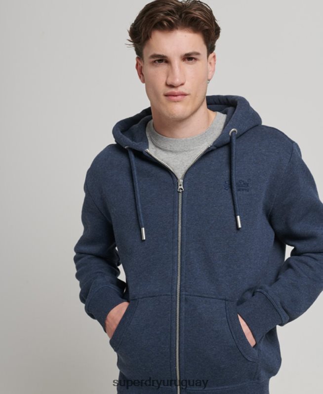 uy Superdry hombres sudadera con cremallera y logo bordado Armada DT2N8Z459 ropa