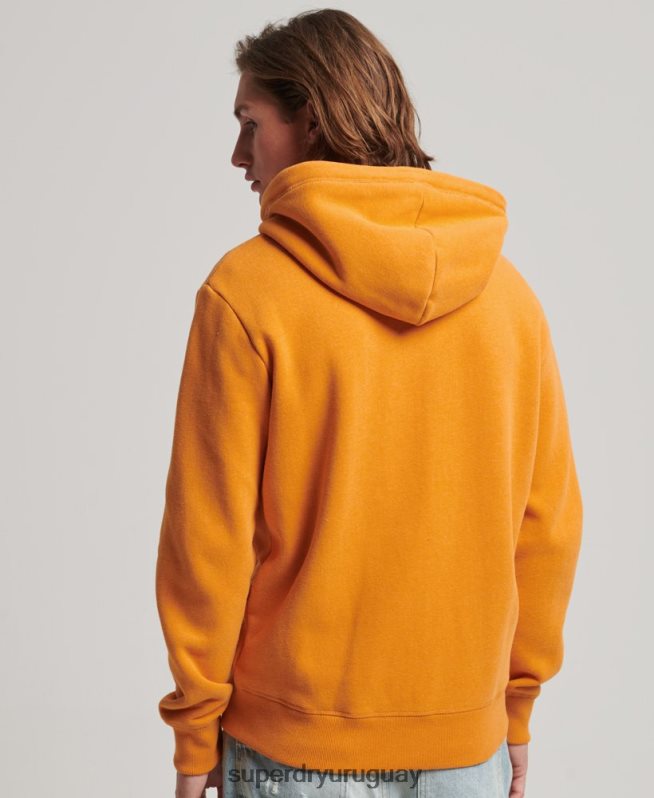 uy Superdry hombres sudadera con cremallera y logo bordado amarillo DT2N8Z617 ropa