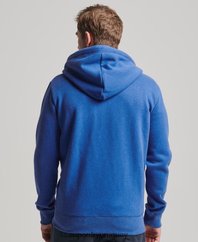 uy Superdry hombres sudadera con cremallera y logo bordado azul DT2N8Z494 ropa