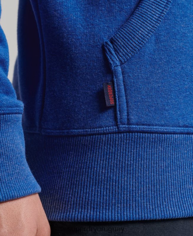 uy Superdry hombres sudadera con cremallera y logo bordado azul DT2N8Z494 ropa