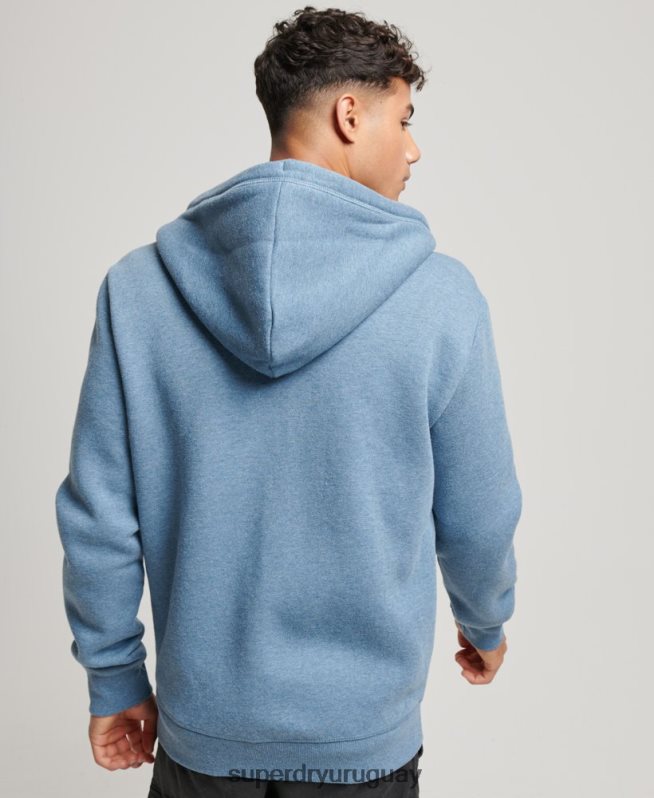 uy Superdry hombres sudadera con cremallera y logo bordado azul claro DT2N8Z627 ropa