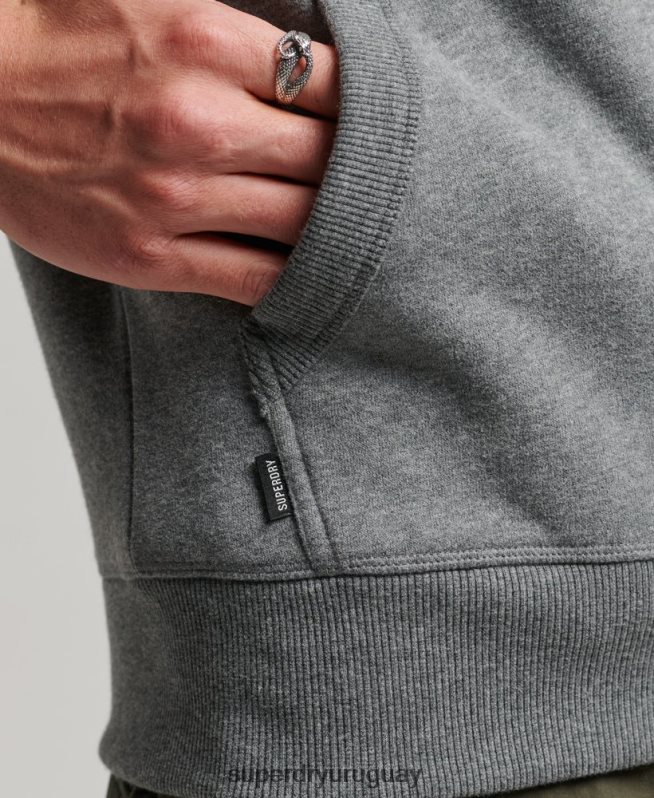 uy Superdry hombres sudadera con cremallera y logo bordado gris DT2N8Z497 ropa