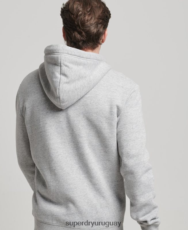 uy Superdry hombres sudadera con cremallera y logo bordado gris DT2N8Z792 ropa