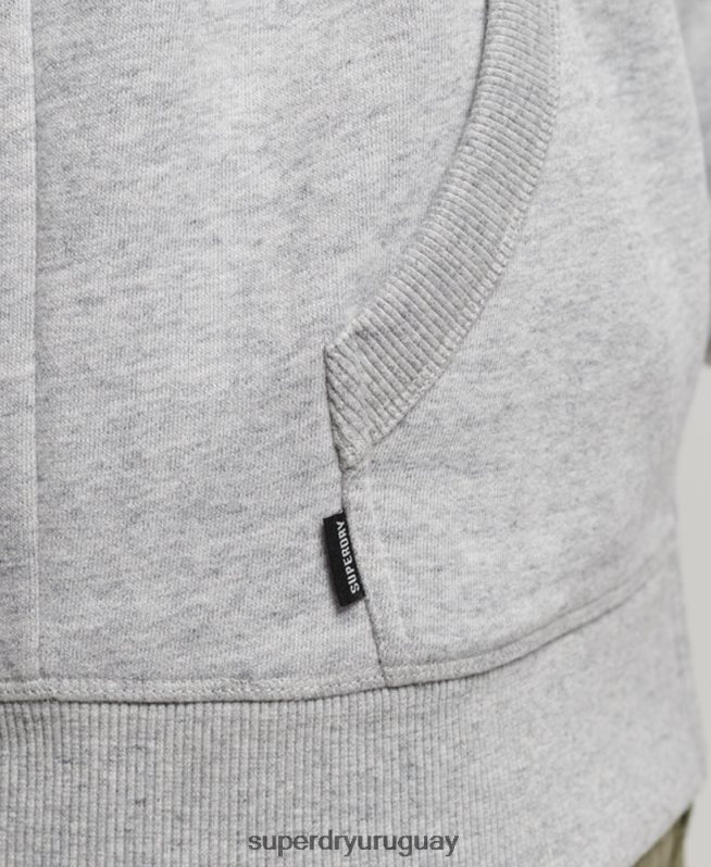 uy Superdry hombres sudadera con cremallera y logo bordado gris DT2N8Z792 ropa