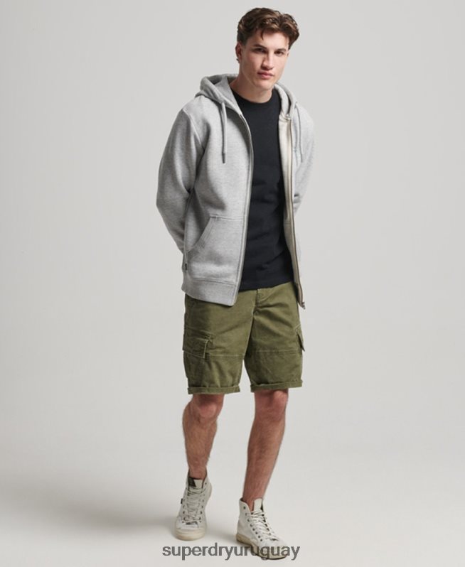 uy Superdry hombres sudadera con cremallera y logo bordado gris DT2N8Z792 ropa