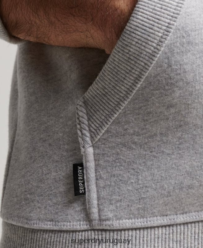 uy Superdry hombres sudadera con cremallera y logo bordado gris claro DT2N8Z463 ropa
