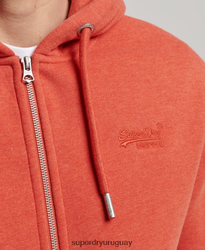 uy Superdry hombres sudadera con cremallera y logo bordado naranja DT2N8Z675 ropa