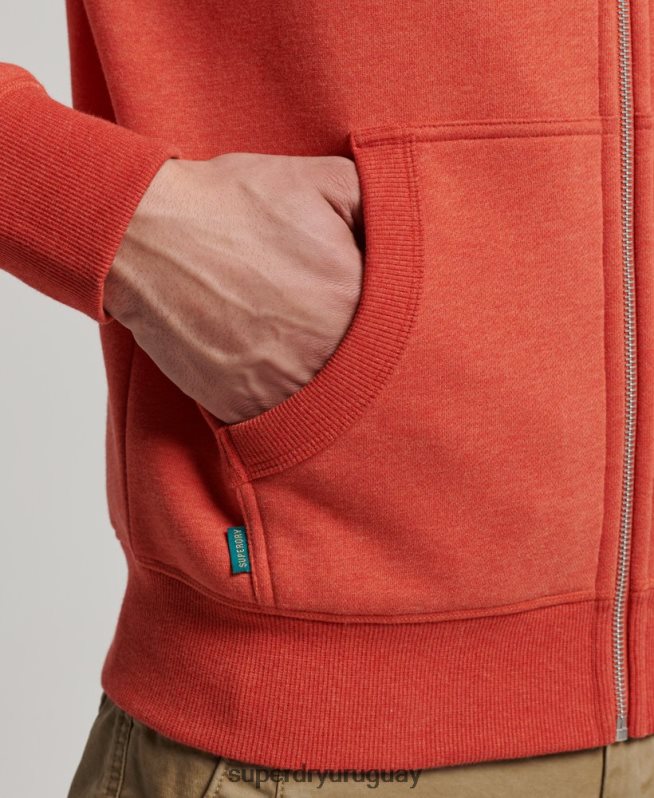 uy Superdry hombres sudadera con cremallera y logo bordado naranja DT2N8Z675 ropa