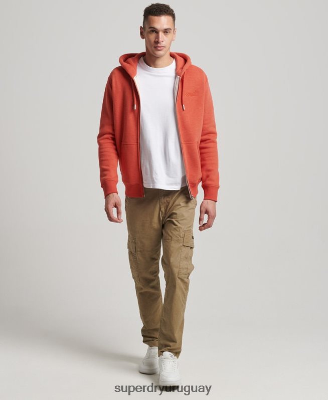 uy Superdry hombres sudadera con cremallera y logo bordado naranja DT2N8Z675 ropa