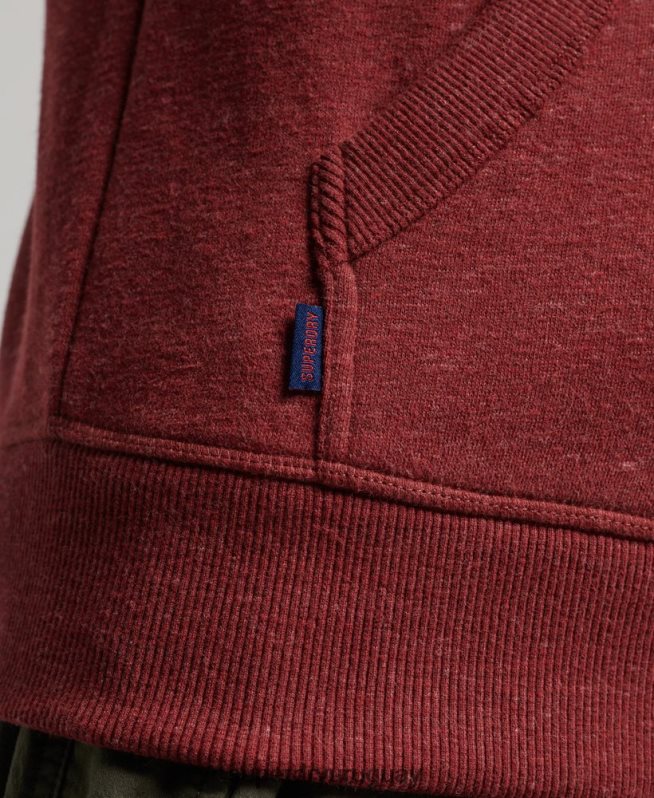 uy Superdry hombres sudadera con cremallera y logo bordado rojo DT2N8Z469 ropa