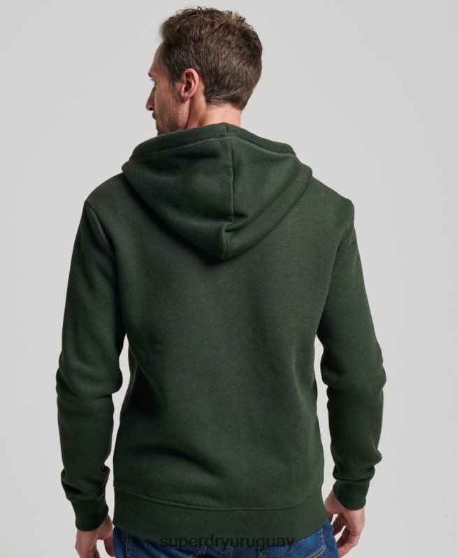 uy Superdry hombres sudadera con cremallera y logo bordado verde DT2N8Z487 ropa