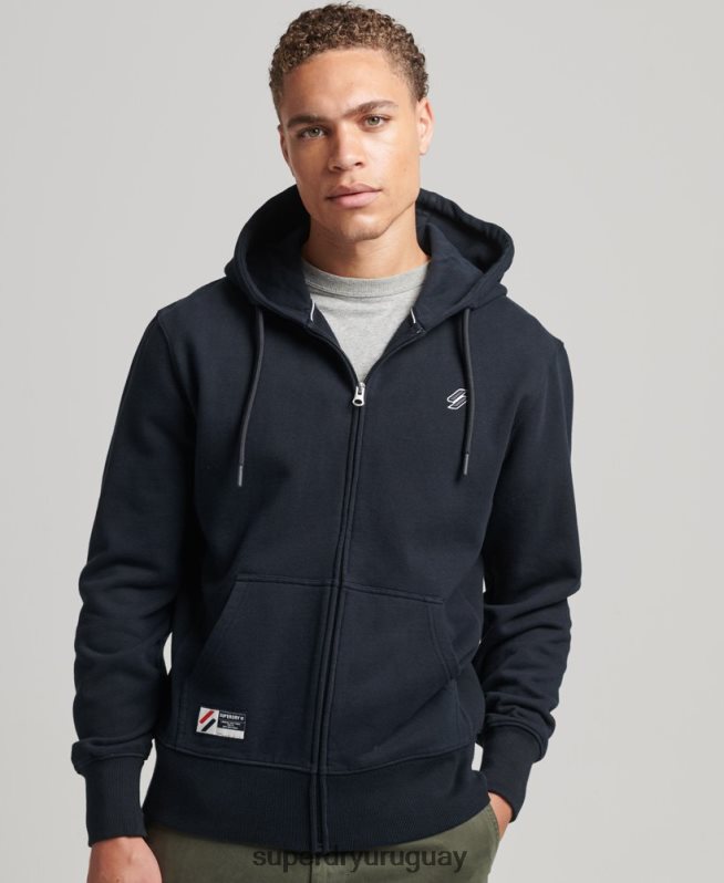 uy Superdry hombres sudadera con cremallera y logo esencial Armada DT2N8Z5151 ropa