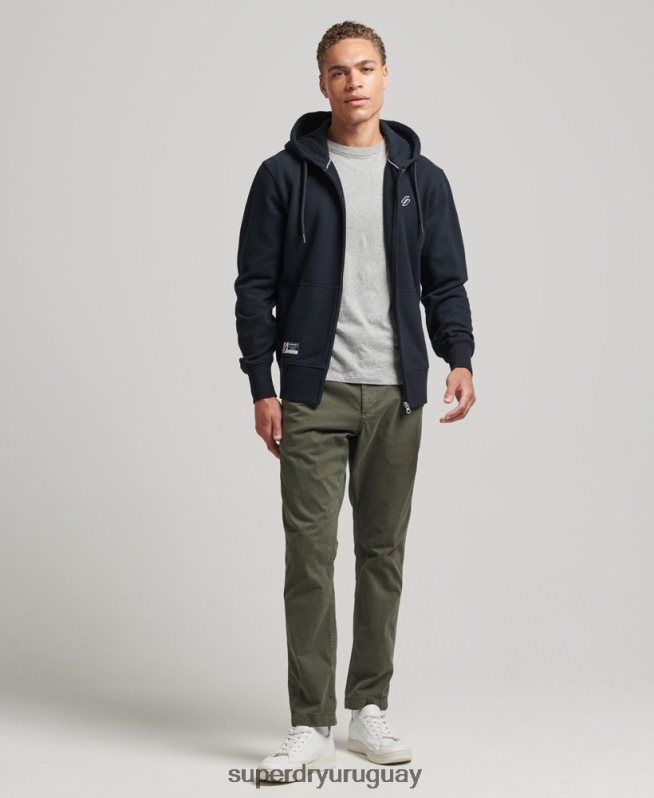 uy Superdry hombres sudadera con cremallera y logo esencial Armada DT2N8Z5151 ropa