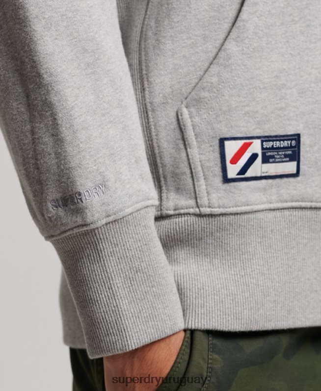 uy Superdry hombres sudadera con cremallera y logo esencial gris DT2N8Z5097 ropa