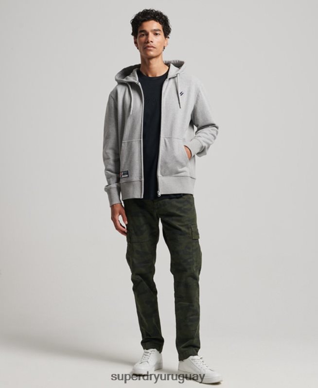 uy Superdry hombres sudadera con cremallera y logo esencial gris DT2N8Z5097 ropa