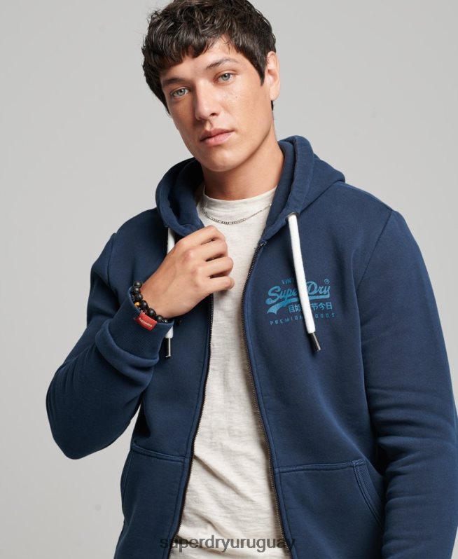 uy Superdry hombres sudadera con cremallera y logo vintage Armada DT2N8Z456 ropa