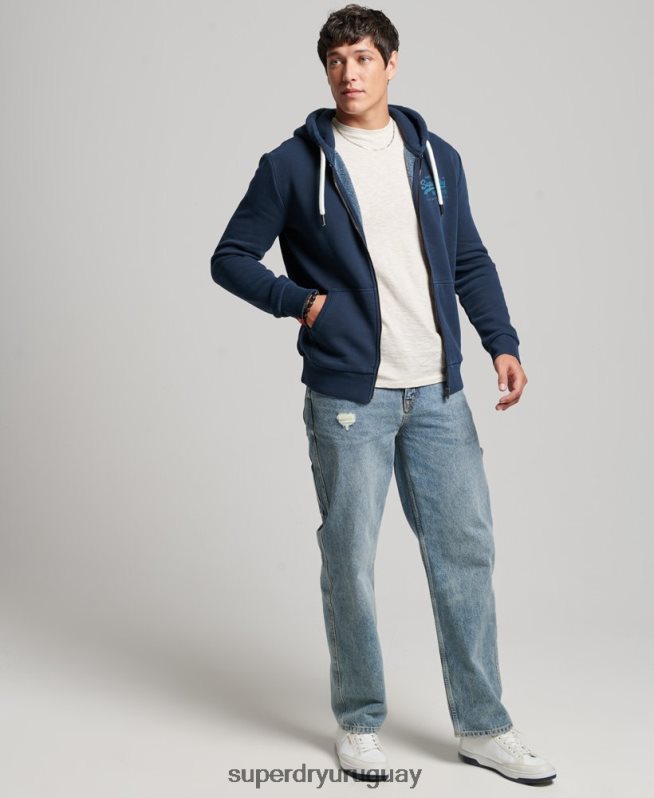 uy Superdry hombres sudadera con cremallera y logo vintage Armada DT2N8Z456 ropa