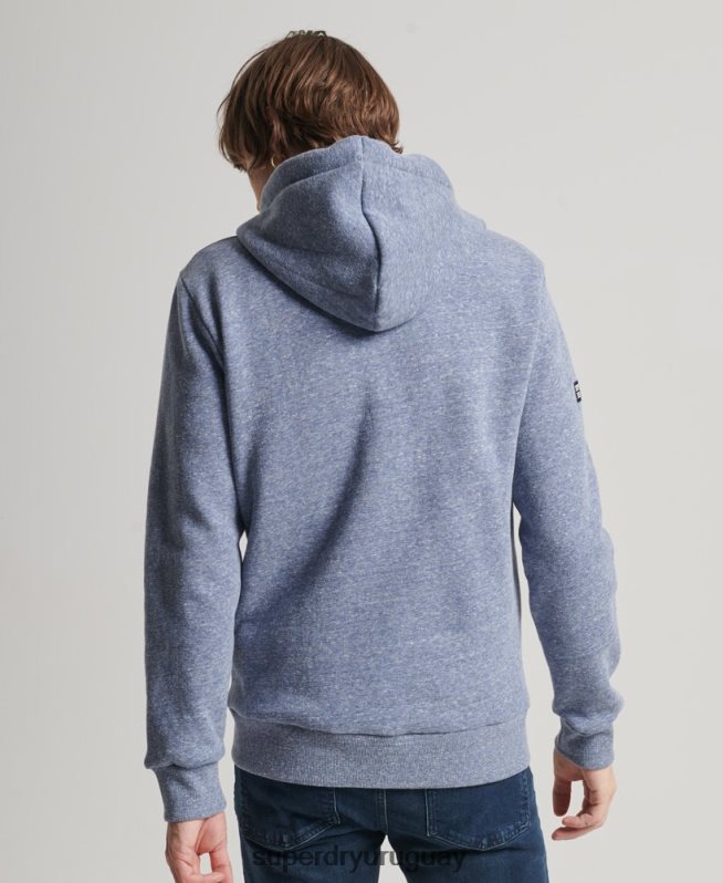 uy Superdry hombres sudadera con cremallera y logo vintage azul DT2N8Z39 ropa