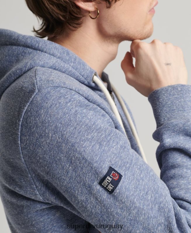 uy Superdry hombres sudadera con cremallera y logo vintage azul DT2N8Z39 ropa