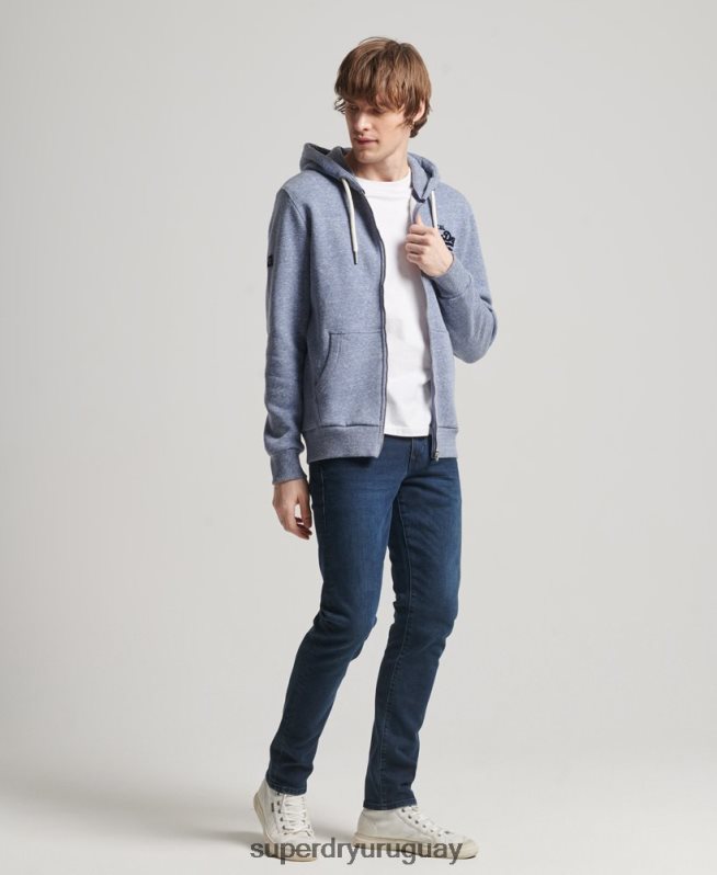 uy Superdry hombres sudadera con cremallera y logo vintage azul DT2N8Z39 ropa