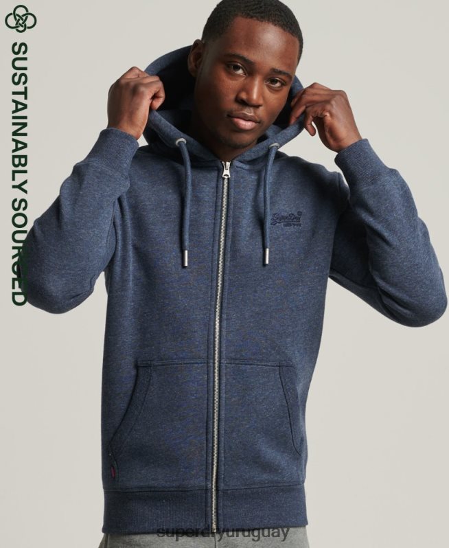 uy Superdry hombres sudadera con cremallera y logo vintage de algodón orgánico Armada DT2N8Z669 ropa