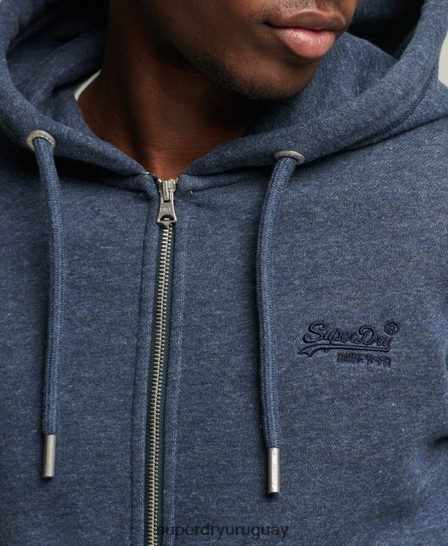 uy Superdry hombres sudadera con cremallera y logo vintage de algodón orgánico Armada DT2N8Z669 ropa