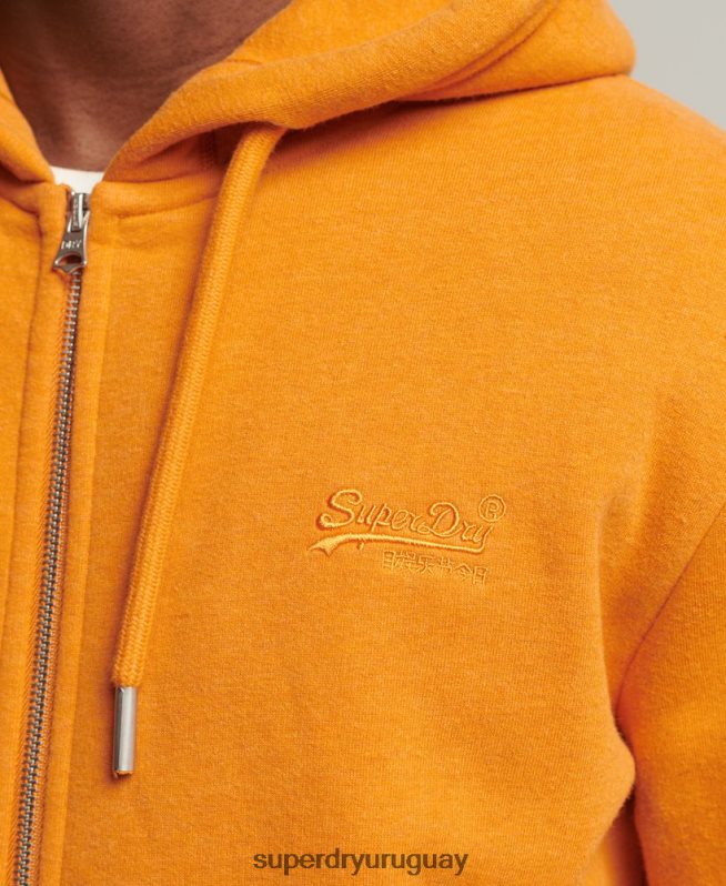 uy Superdry hombres sudadera con cremallera y logo vintage de algodón orgánico amarillo DT2N8Z624 ropa