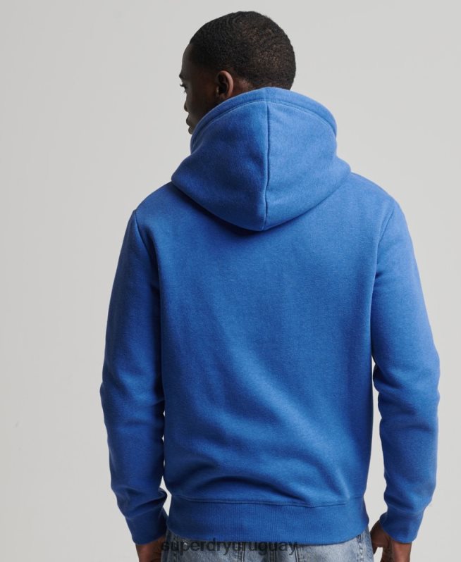 uy Superdry hombres sudadera con cremallera y logo vintage de algodón orgánico azul DT2N8Z668 ropa