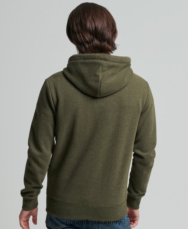 uy Superdry hombres sudadera con cremallera y logo vintage de algodón orgánico caqui DT2N8Z805 ropa