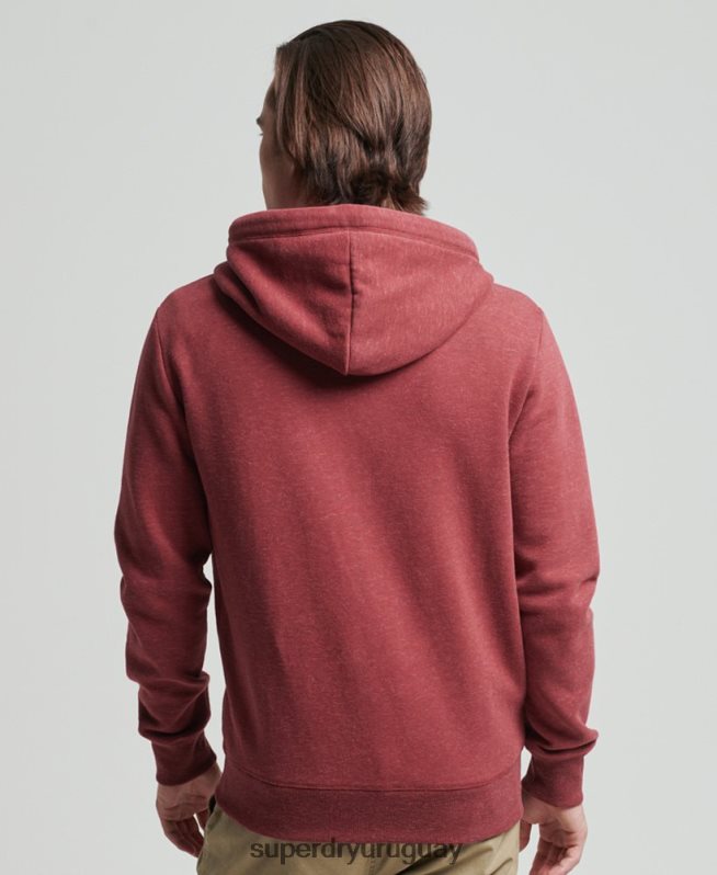 uy Superdry hombres sudadera con cremallera y logo vintage de algodón orgánico rojo DT2N8Z712 ropa