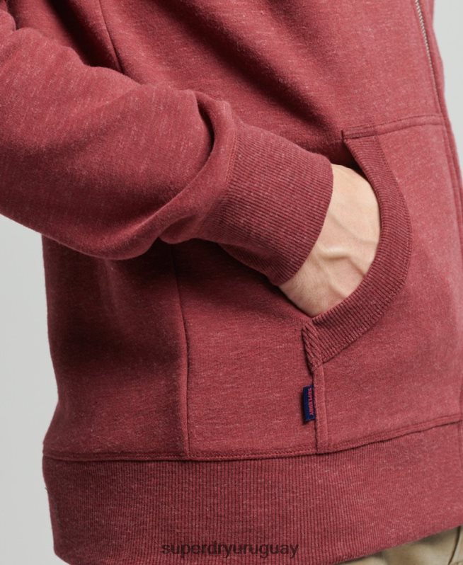 uy Superdry hombres sudadera con cremallera y logo vintage de algodón orgánico rojo DT2N8Z712 ropa