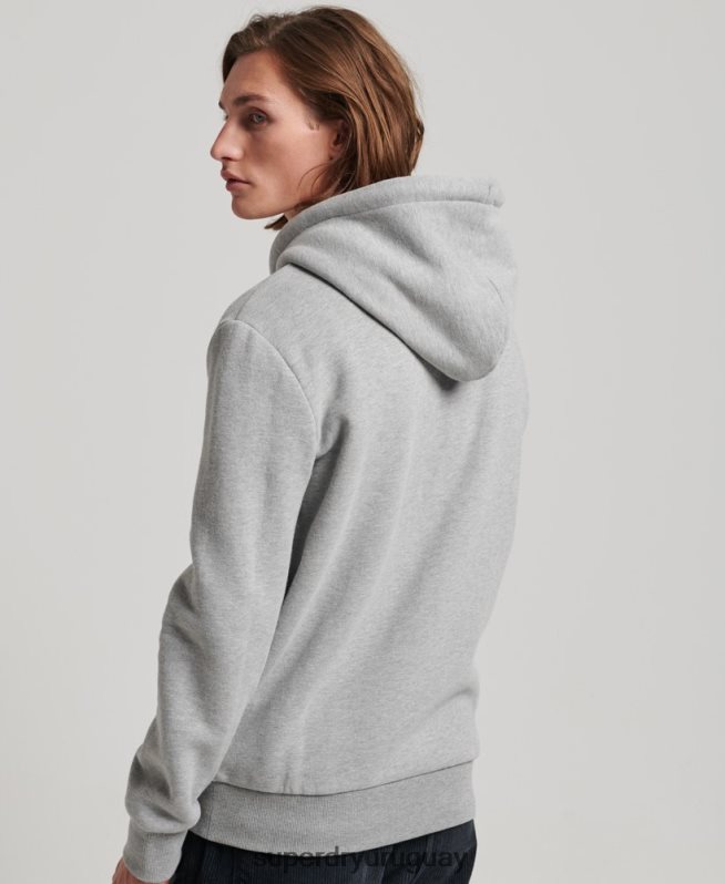 uy Superdry hombres sudadera con cremallera y logo vintage gris DT2N8Z489 ropa