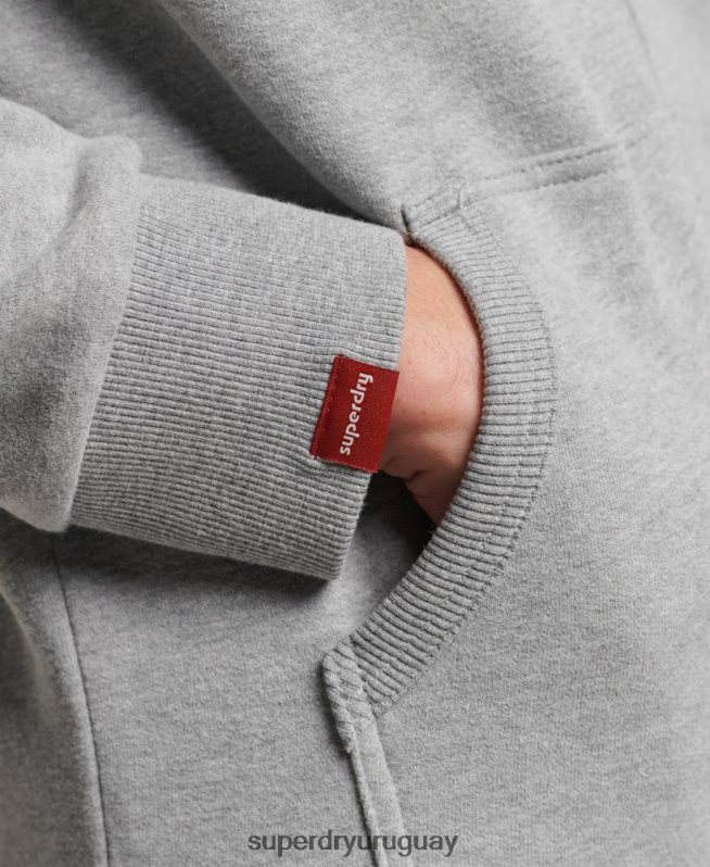 uy Superdry hombres sudadera con cremallera y logo vintage gris DT2N8Z489 ropa