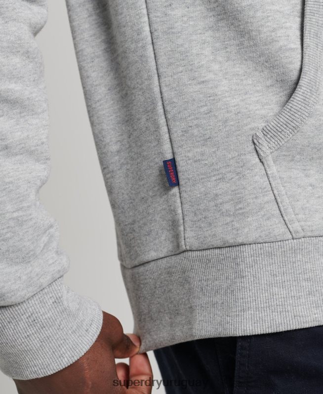 uy Superdry hombres sudadera con cremallera y logo vintage gris DT2N8Z5148 ropa
