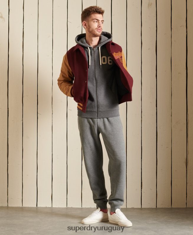 uy Superdry hombres sudadera con cremallera y logo vintage gris DT2N8Z891 ropa