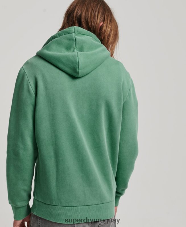 uy Superdry hombres sudadera con cremallera y logo vintage verde DT2N8Z462 ropa