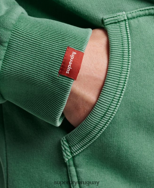 uy Superdry hombres sudadera con cremallera y logo vintage verde DT2N8Z462 ropa